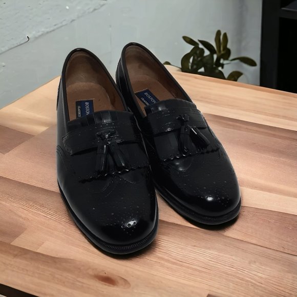 Bostonian Classics 1st Flex Dress Shoes Mens Size 8W Black Leather Loafers 20370 - Picture 1 of 5